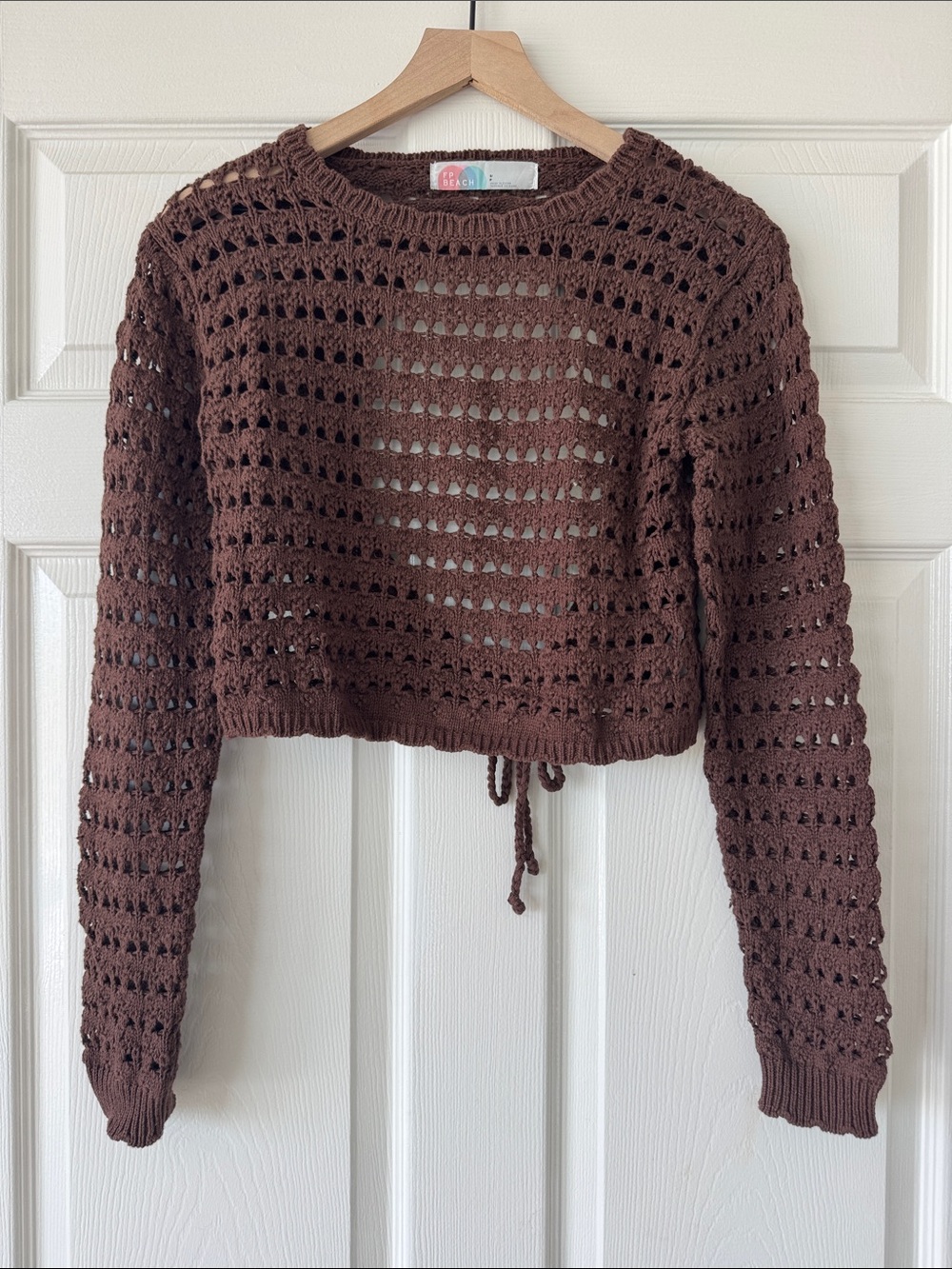 FP Beach Crochet Open Back Sweater